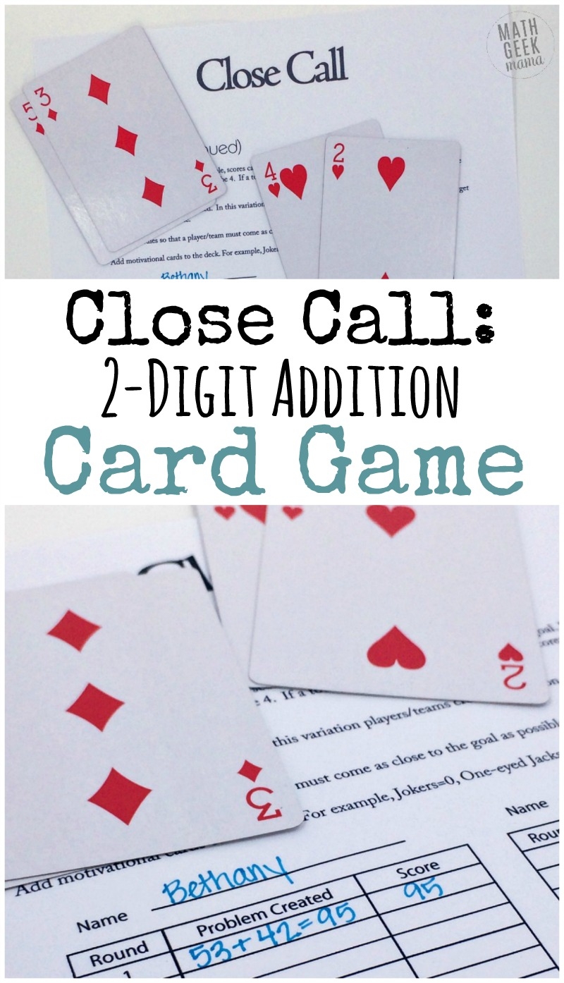 Close Call Addicting 2 Digit Addition Card Game