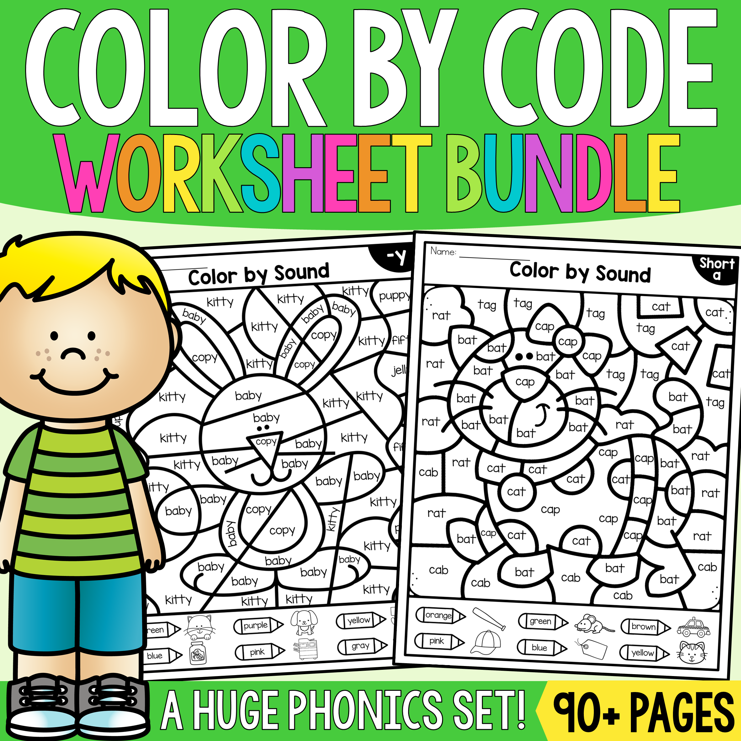 Color By Code Phonics Worksheets Color By Sound With Decodable Words My Teaching Pal Color By Code Phonics Worksheets Color By Sound With Decodable Words My Teaching Pal