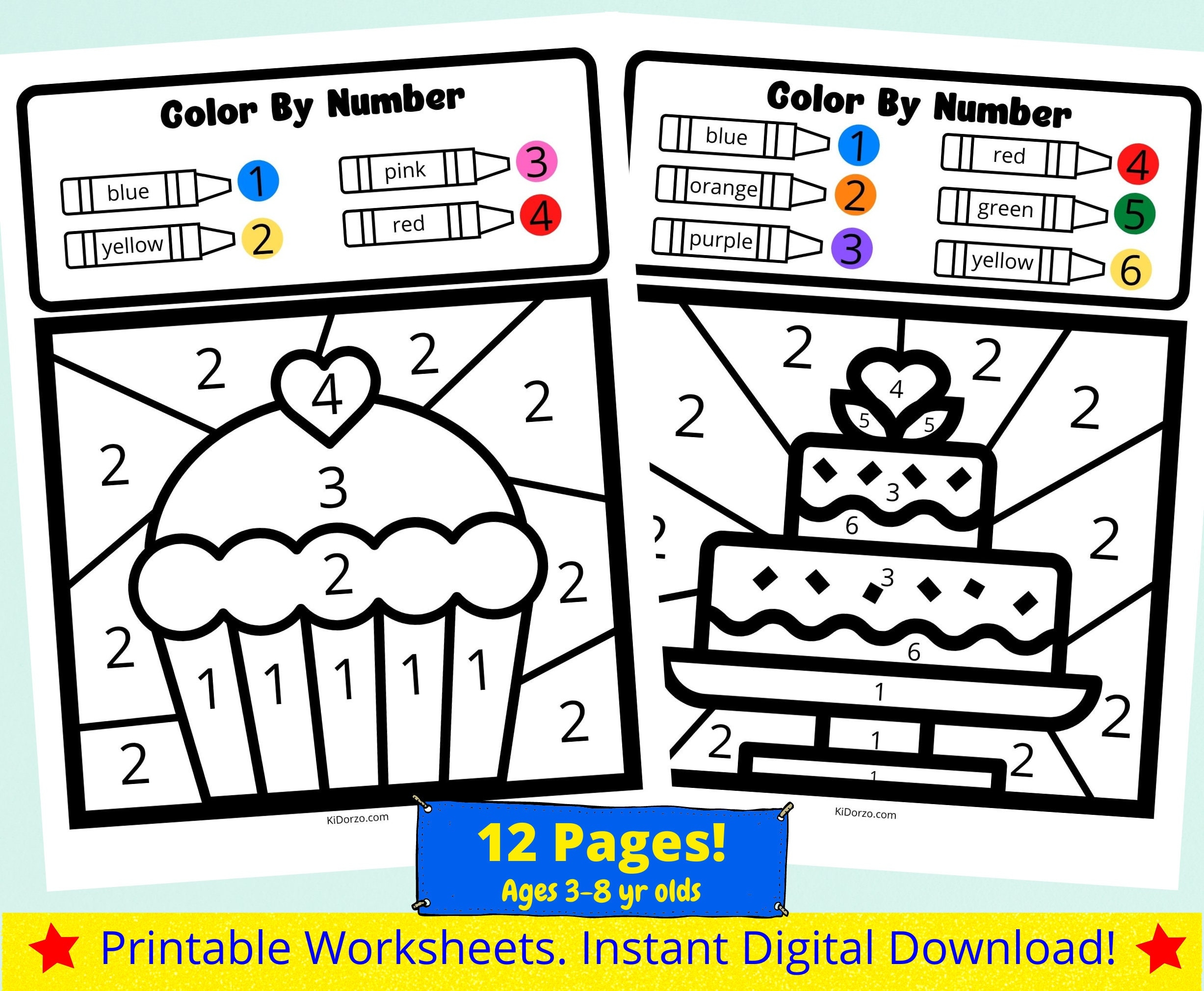 color by number worksheets for preschool