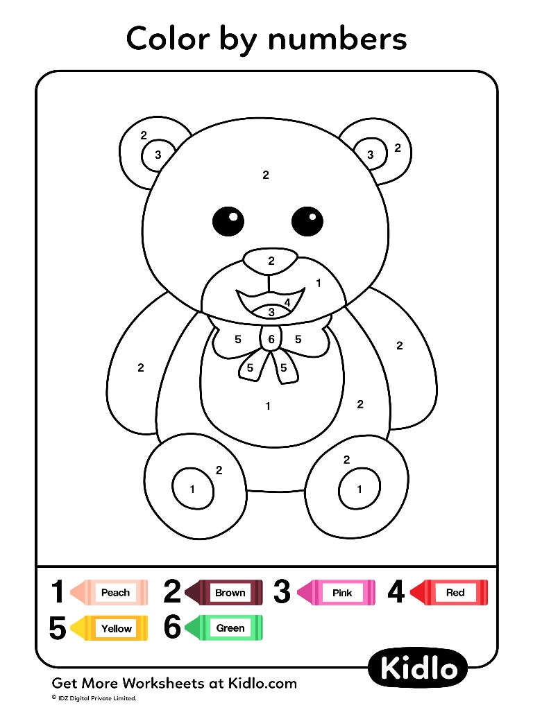 color by numbers printable worksheets