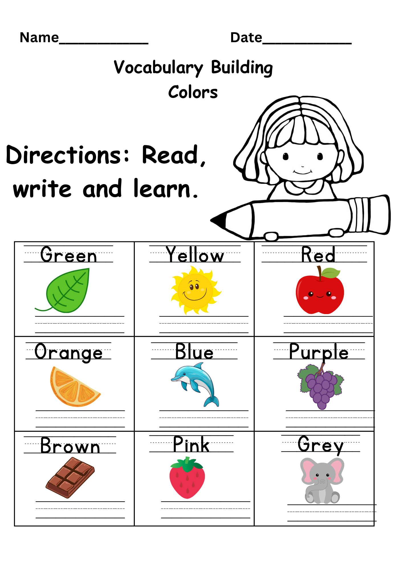 Color Names Worksheets Kindergarten Free Downloadable Worksheets