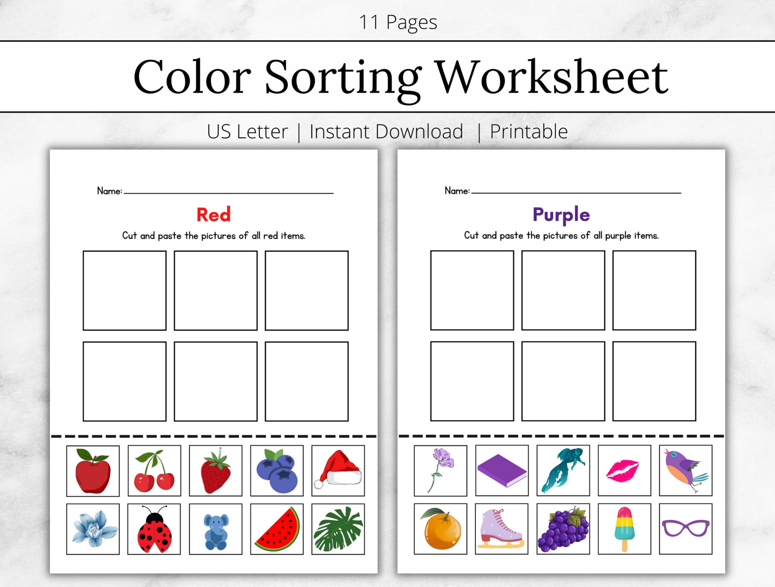 sorting worksheets for preschool