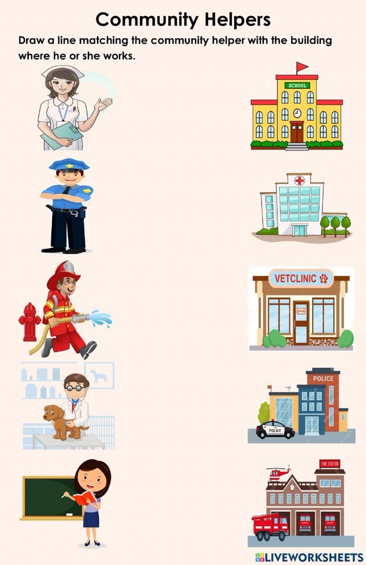 Community Helpers Interactive Worksheet For Kindergarten