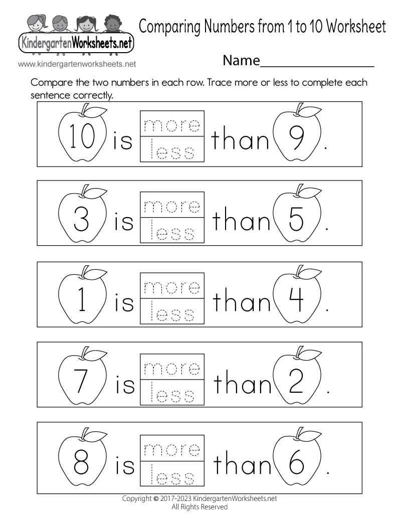Comparing Numbers From 1 To 10 Worksheet Free Printable Digital PDF