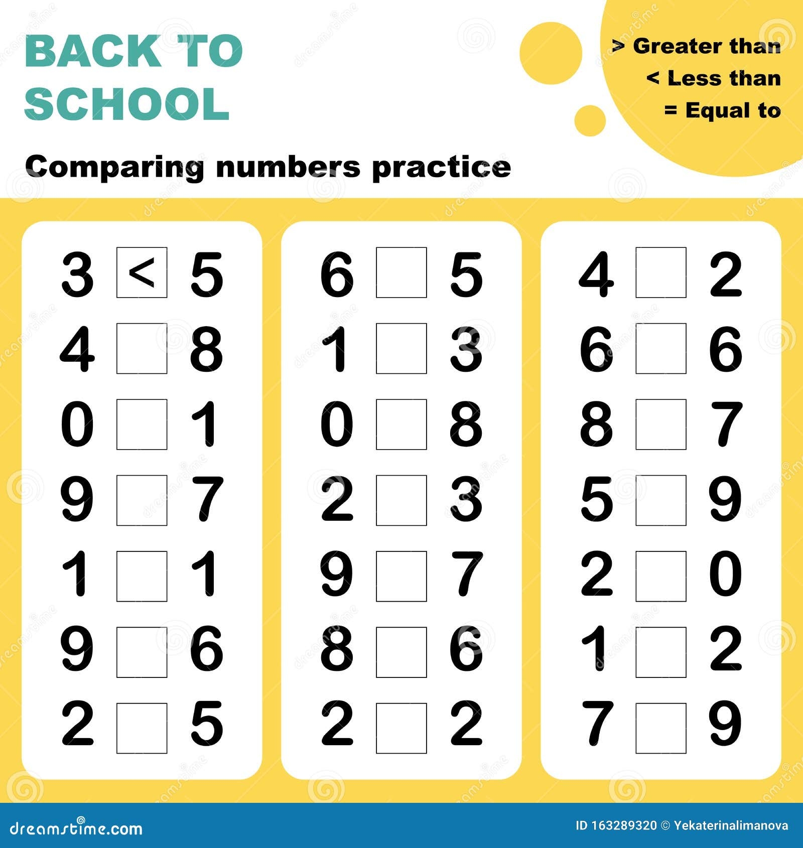 comparing numbers worksheets for kindergarten