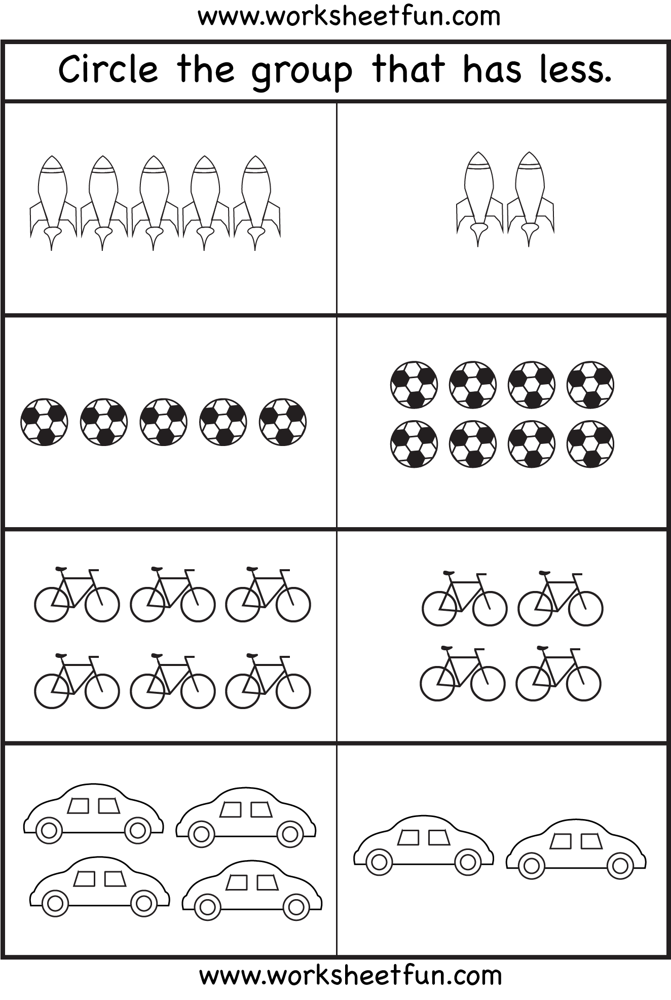 comparing sets kindergarten worksheets free