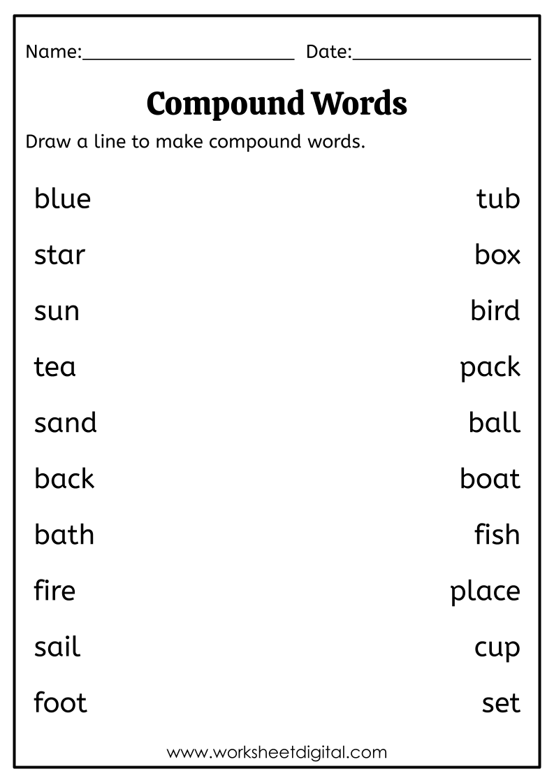 kindergarten compound word worksheets