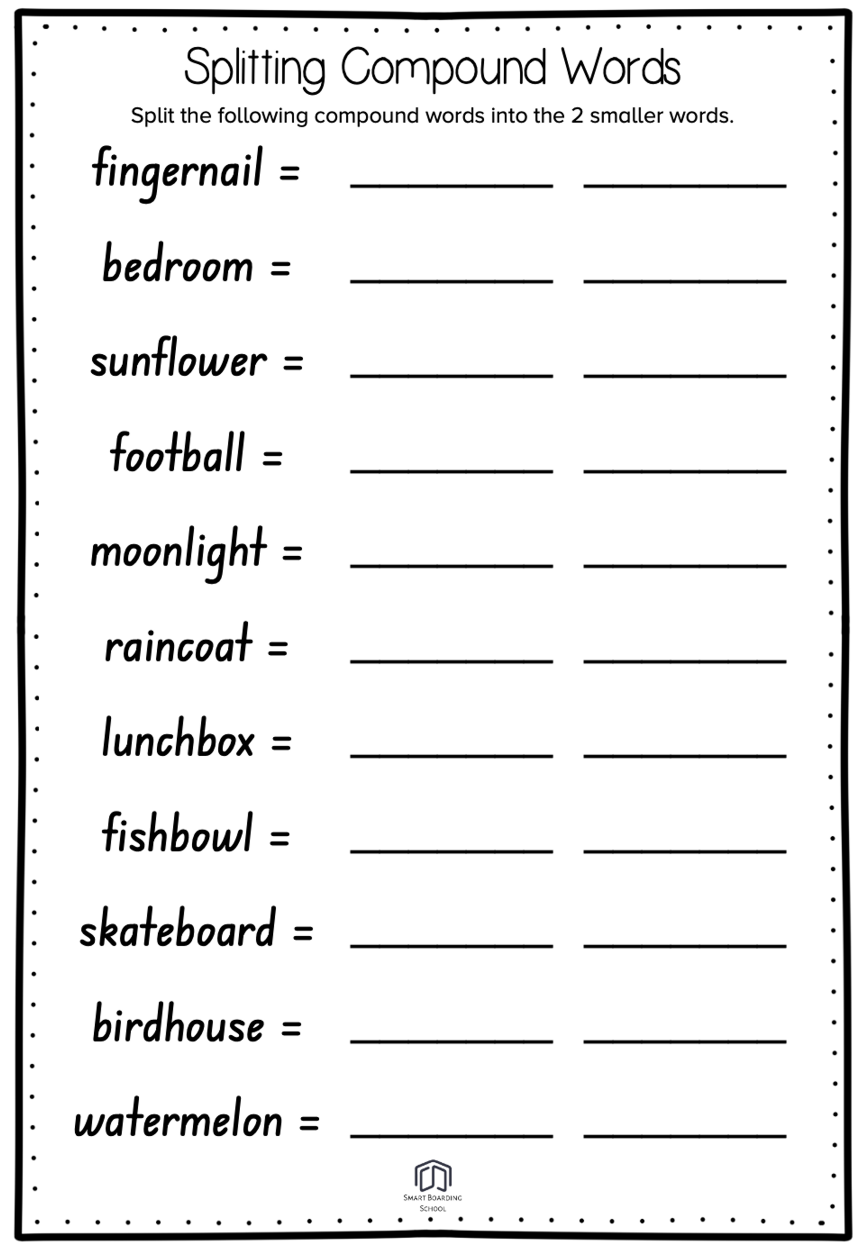 kindergarten compound words worksheet
