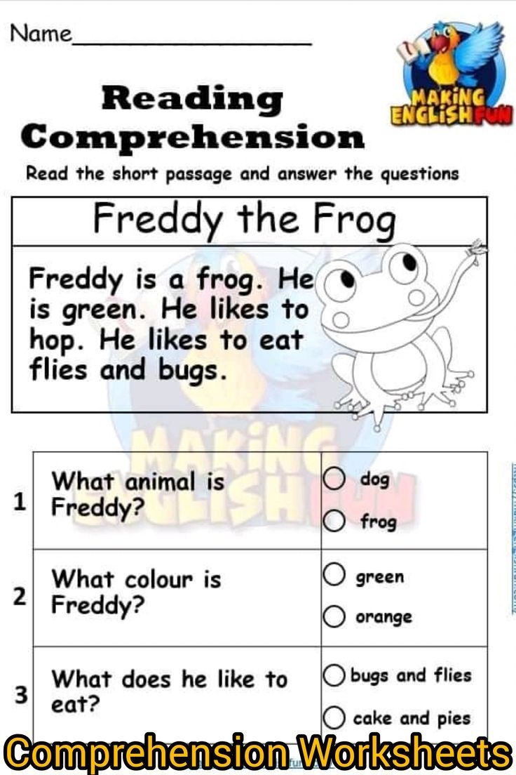 kindergarten reading comprehension worksheets