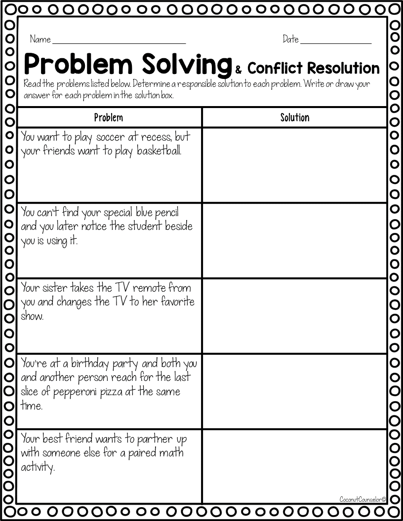 Conflict Resolution Worksheets Made By Teachers
