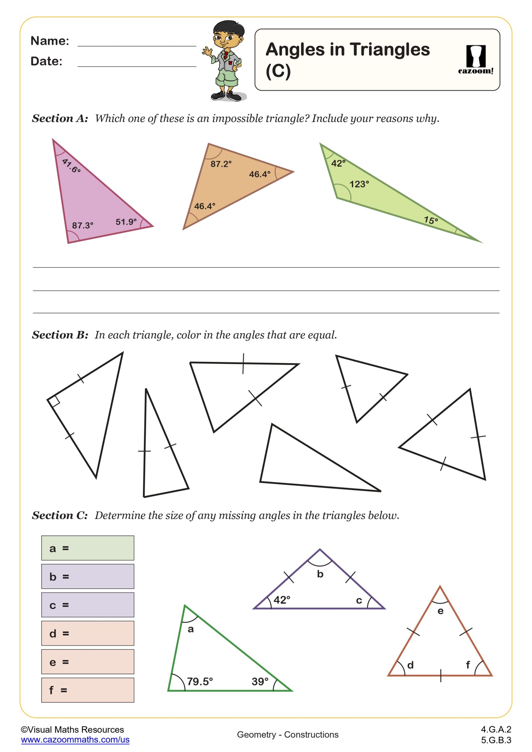 Constructions Worksheet PDF Triangle Construction Worksheet Cazoom Math