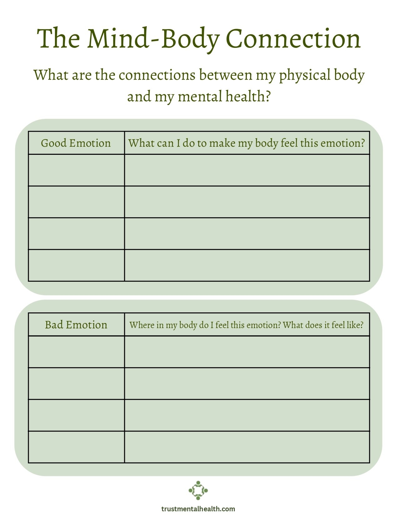 Coping Strategies Worksheets Trust Mental Health