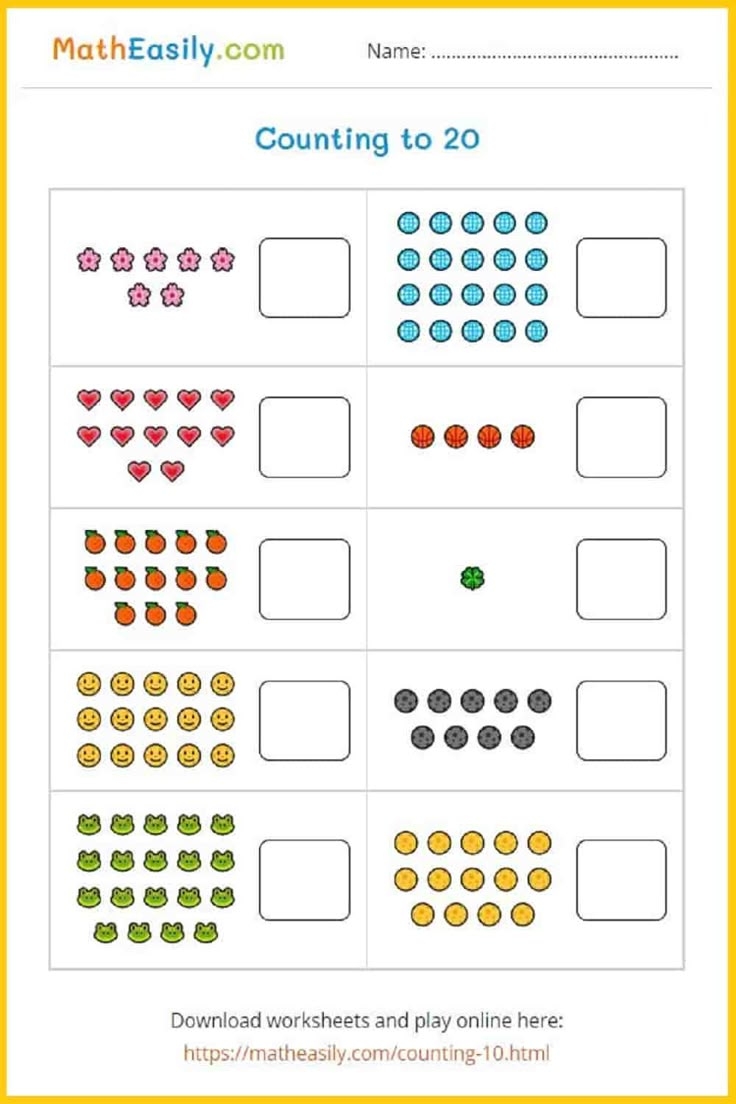 Counting Games For Kindergarten 1 20 Workheets