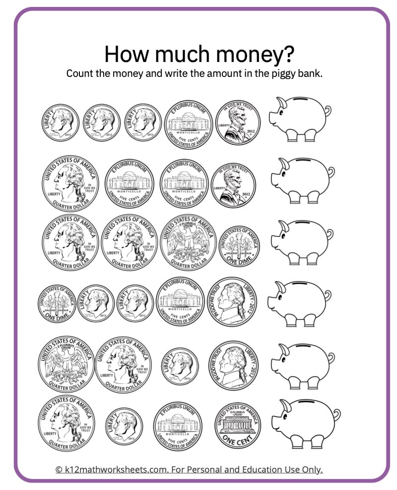Counting Money Worksheets