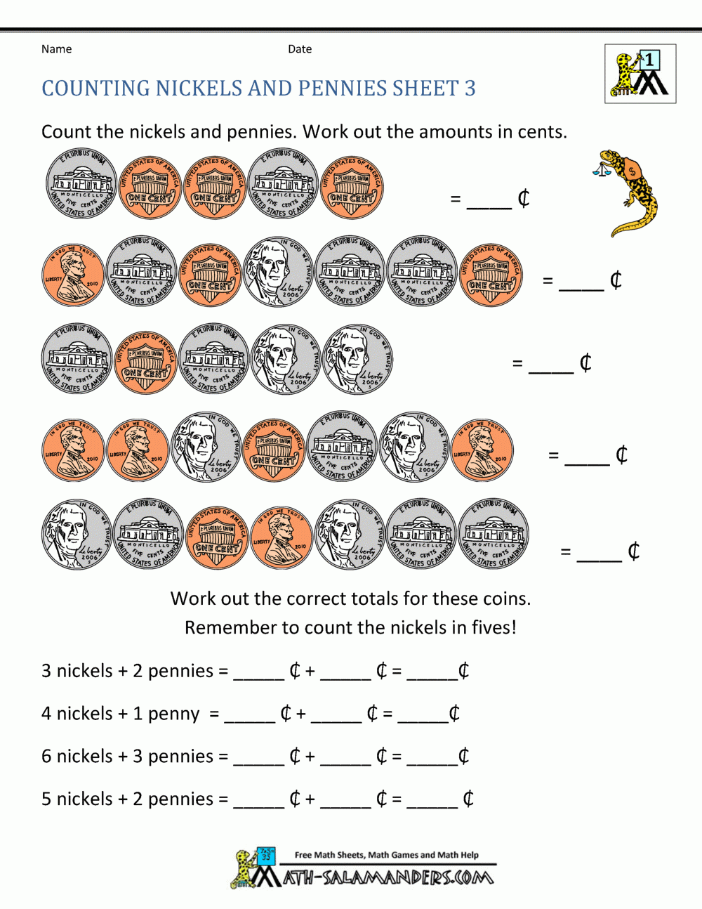 Counting Money Worksheets 1st Grade