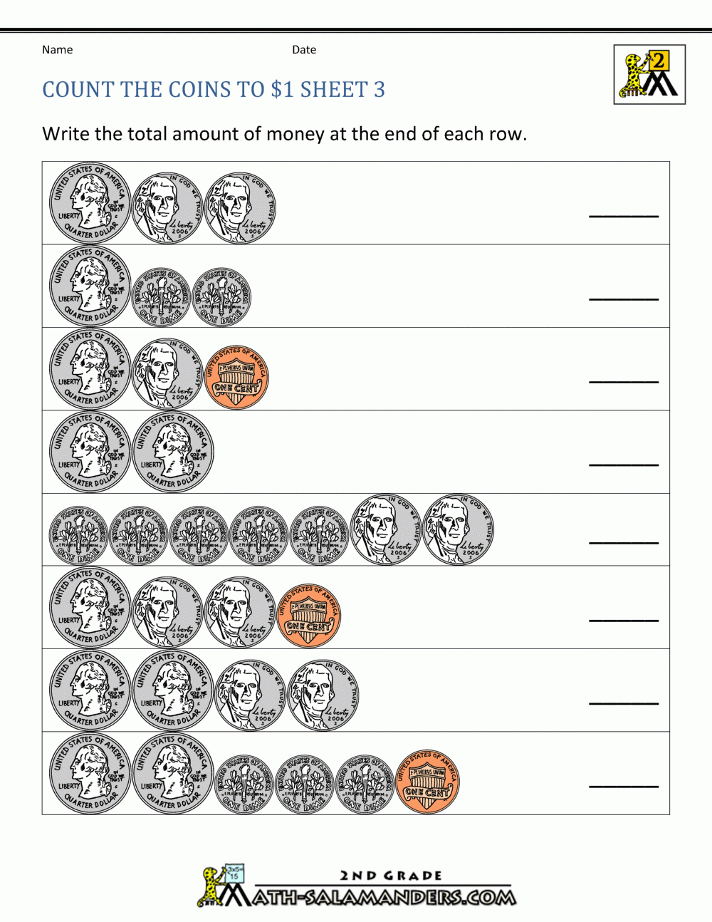Counting Money Worksheets Up To 1