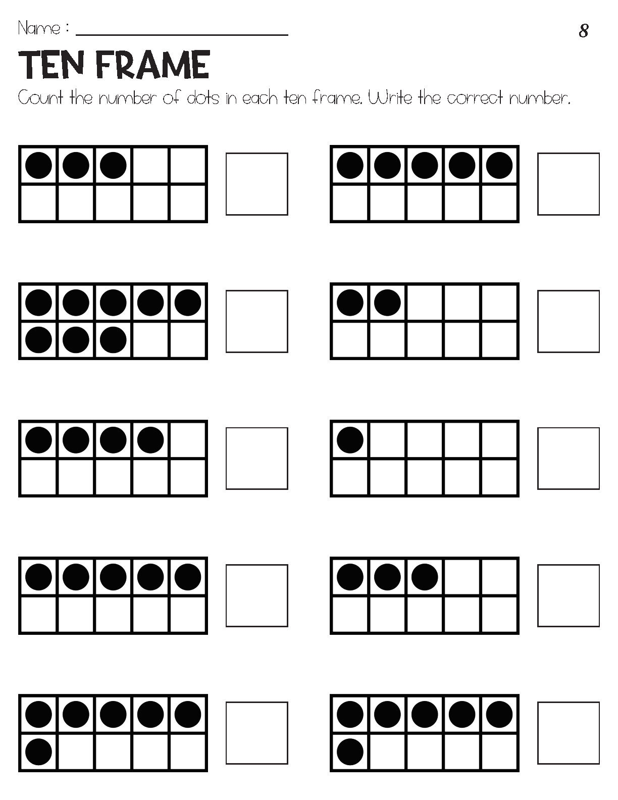Counting Numbers 1 10 With Ten Frame Objects Worksheets Etsy Counting Numbers 1 10 With Ten Frame Objects Worksheets Etsy