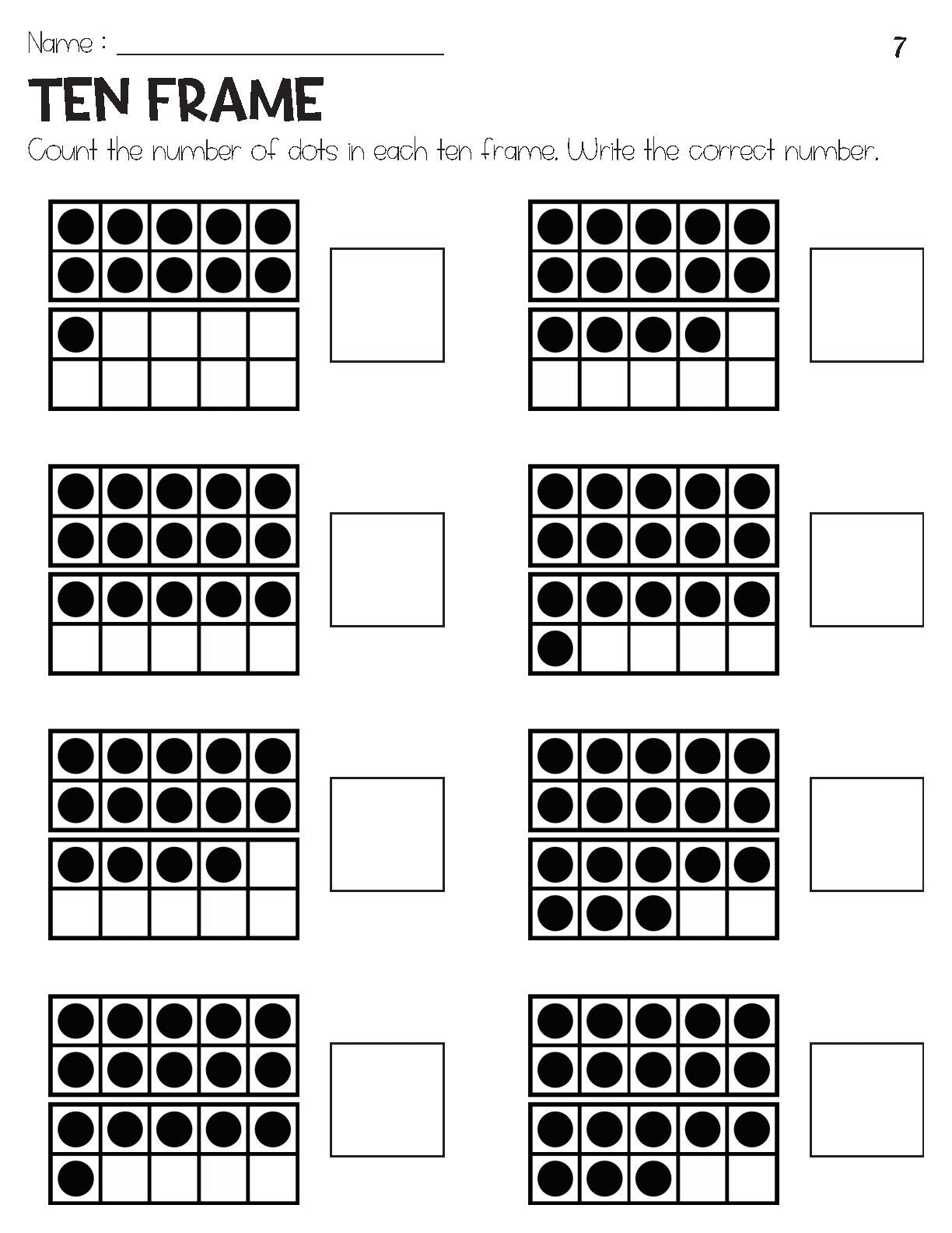 Counting Numbers 11 20 With Ten Frame Objects Worksheets Etsy