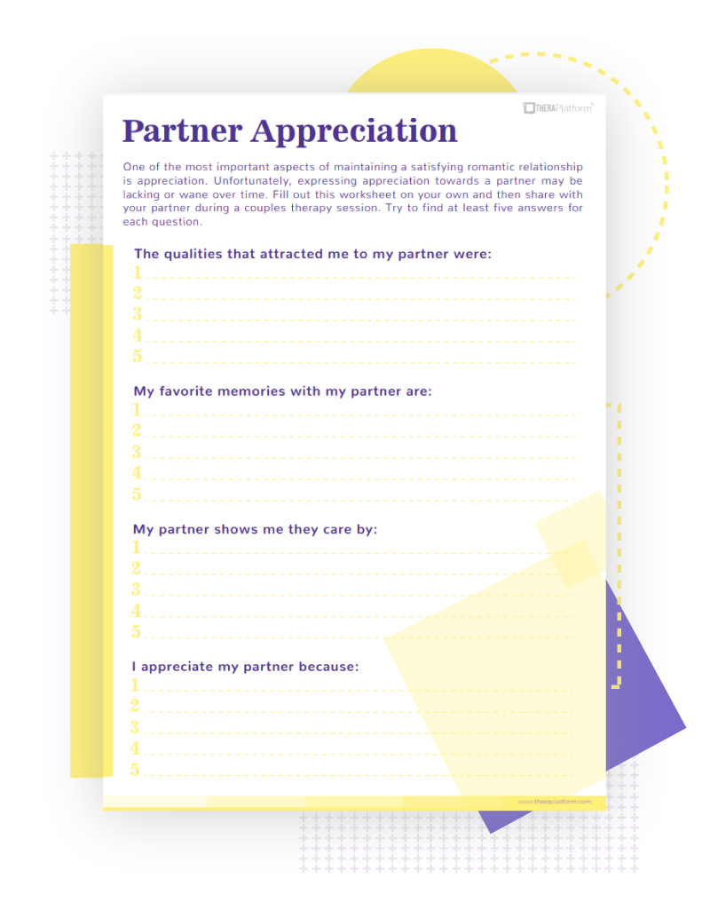 Couples Therapy Worksheets TheraPlatform Resources