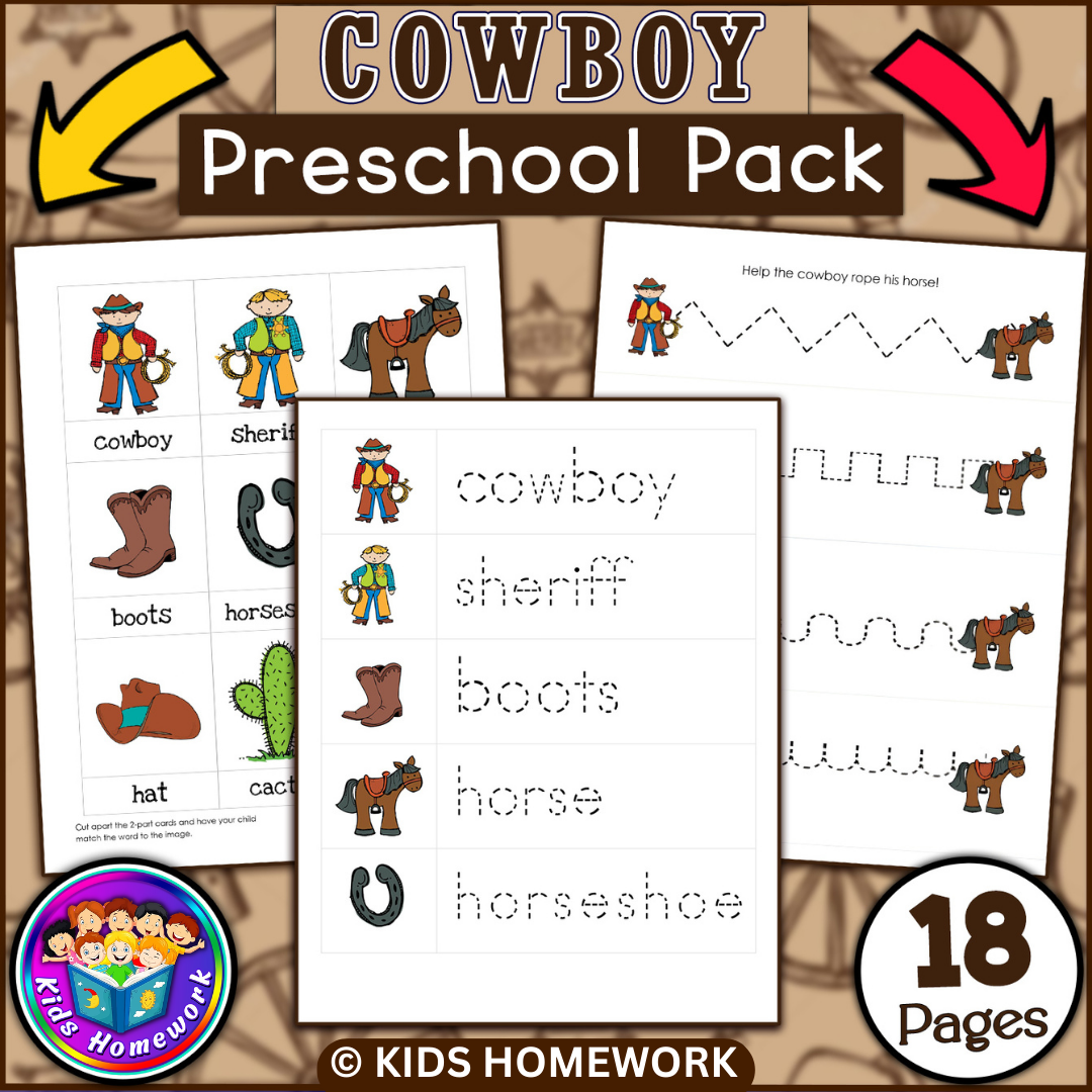 preschool cowboy worksheets