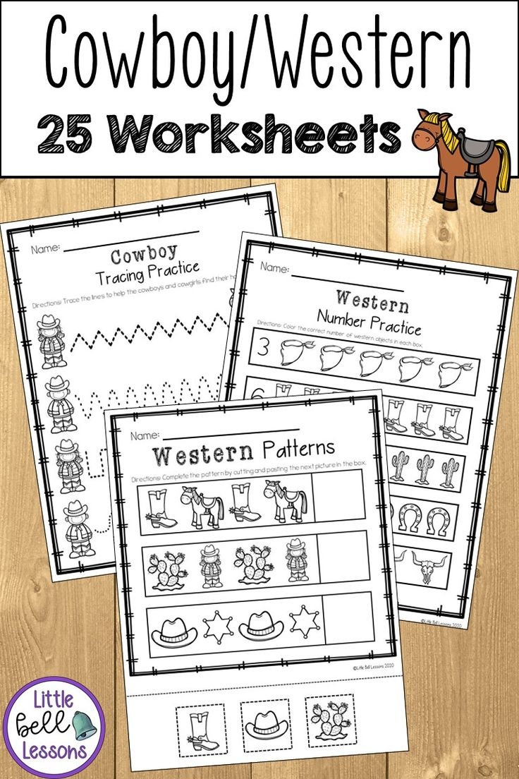 Cowboy Western Themed Unit Printables For Preschool PreK And Kindergarten