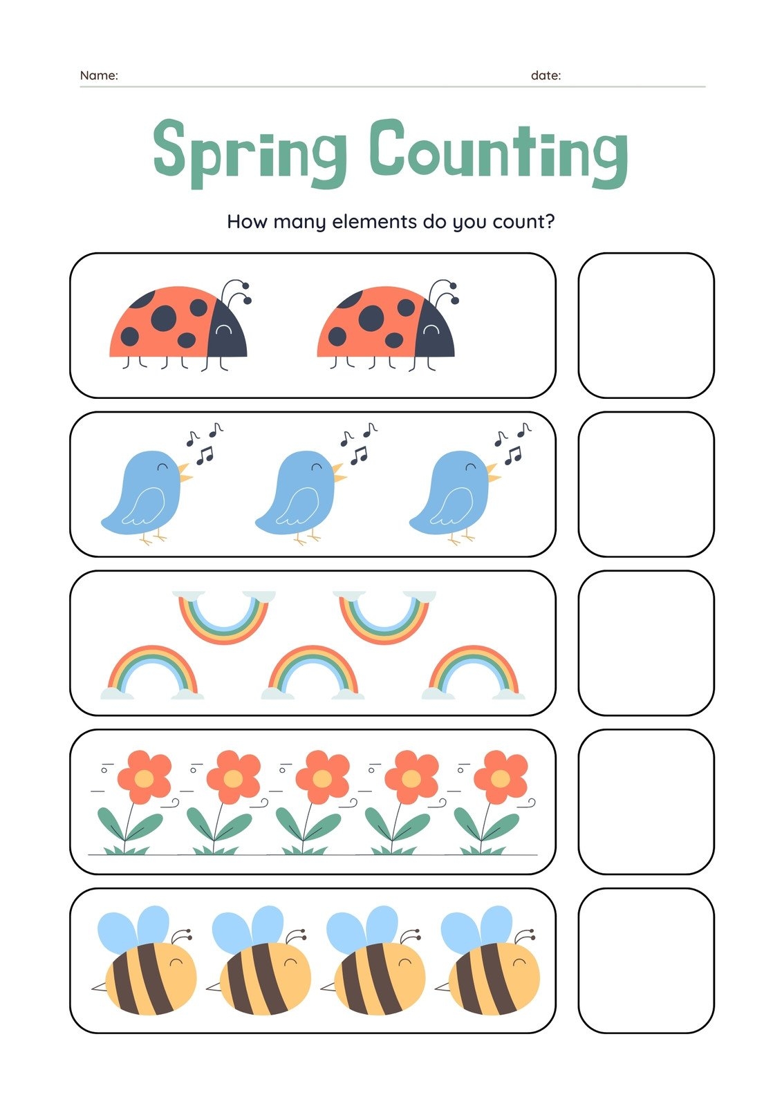 Custom Printable Spring Worksheet Templates Canva