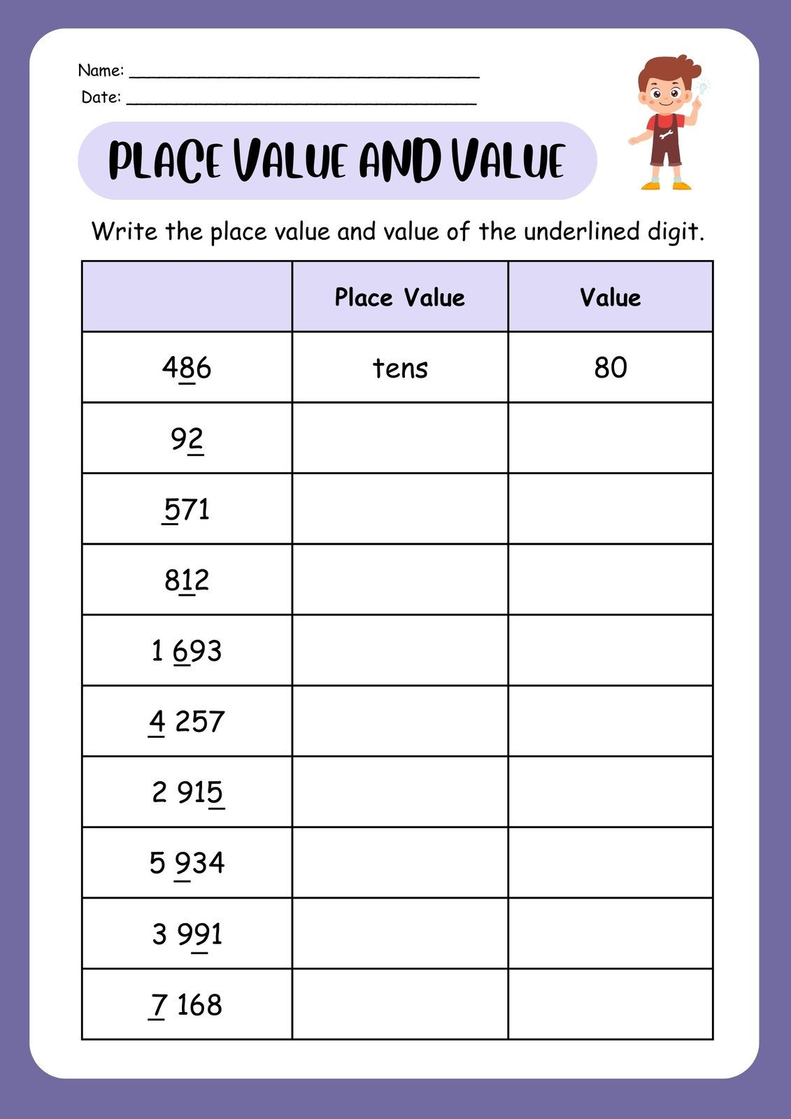 Customize 124 Place Value Worksheets Templates Online Canva