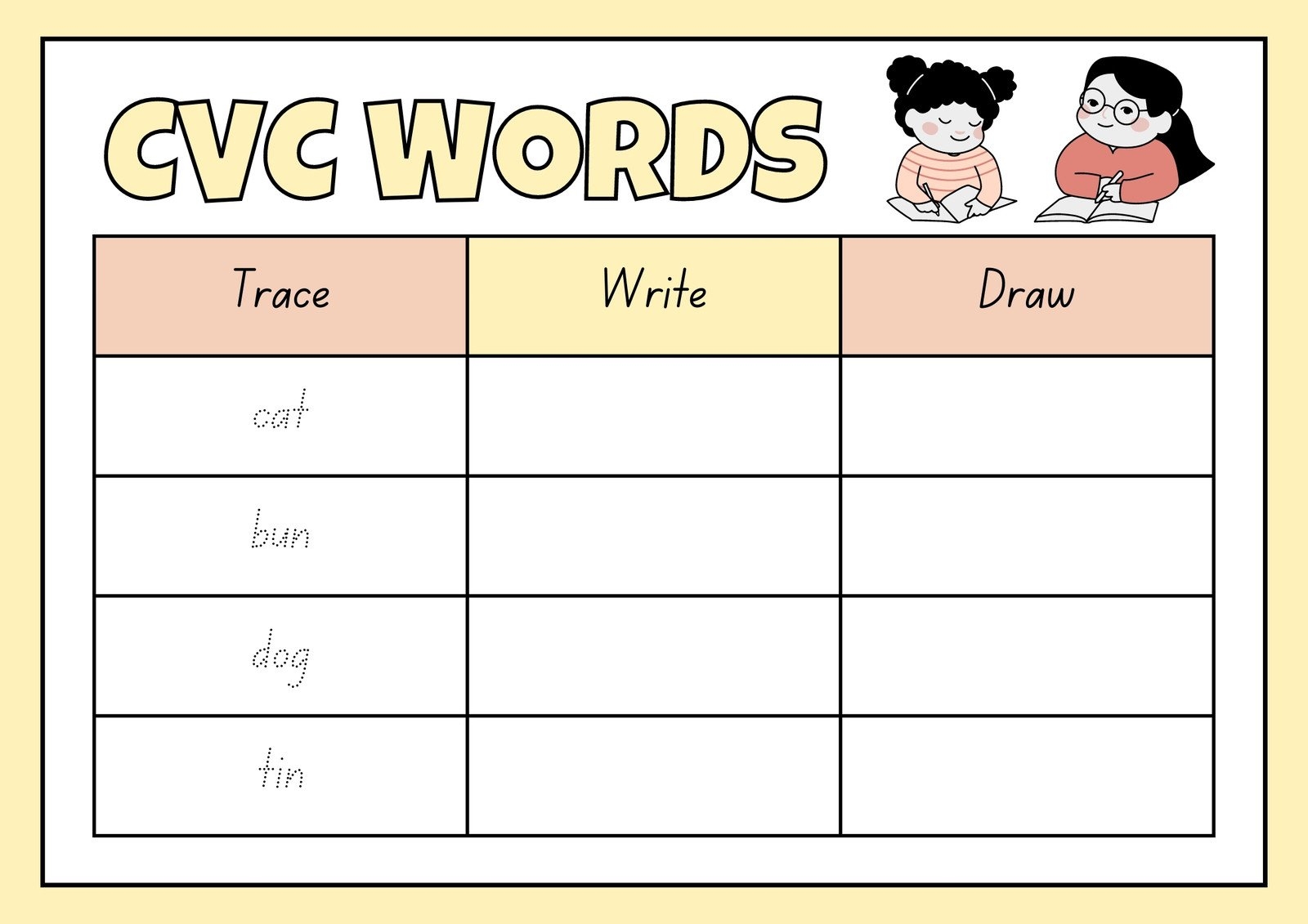 cvc worksheet for kindergarten