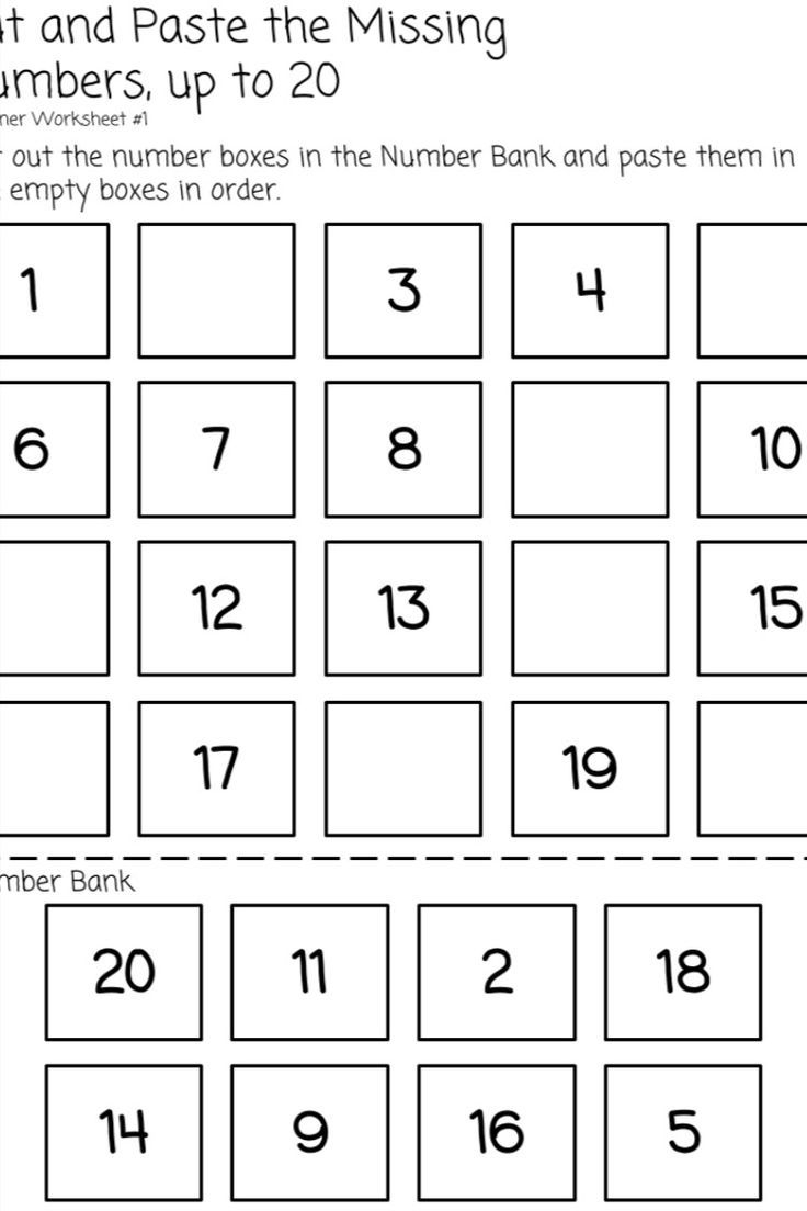 Cut And Paste Missing Numbers