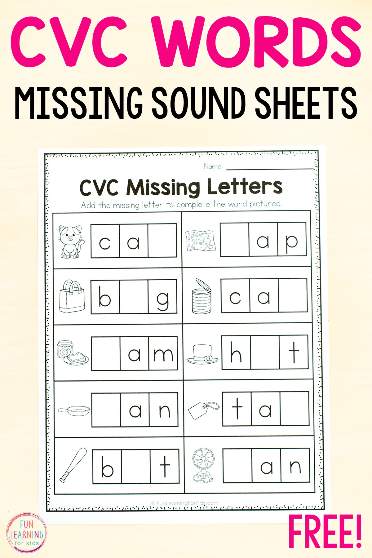 CVC Missing Letter Worksheets For Phonics Practice CVC Missing Letter Worksheets For Phonics Practice