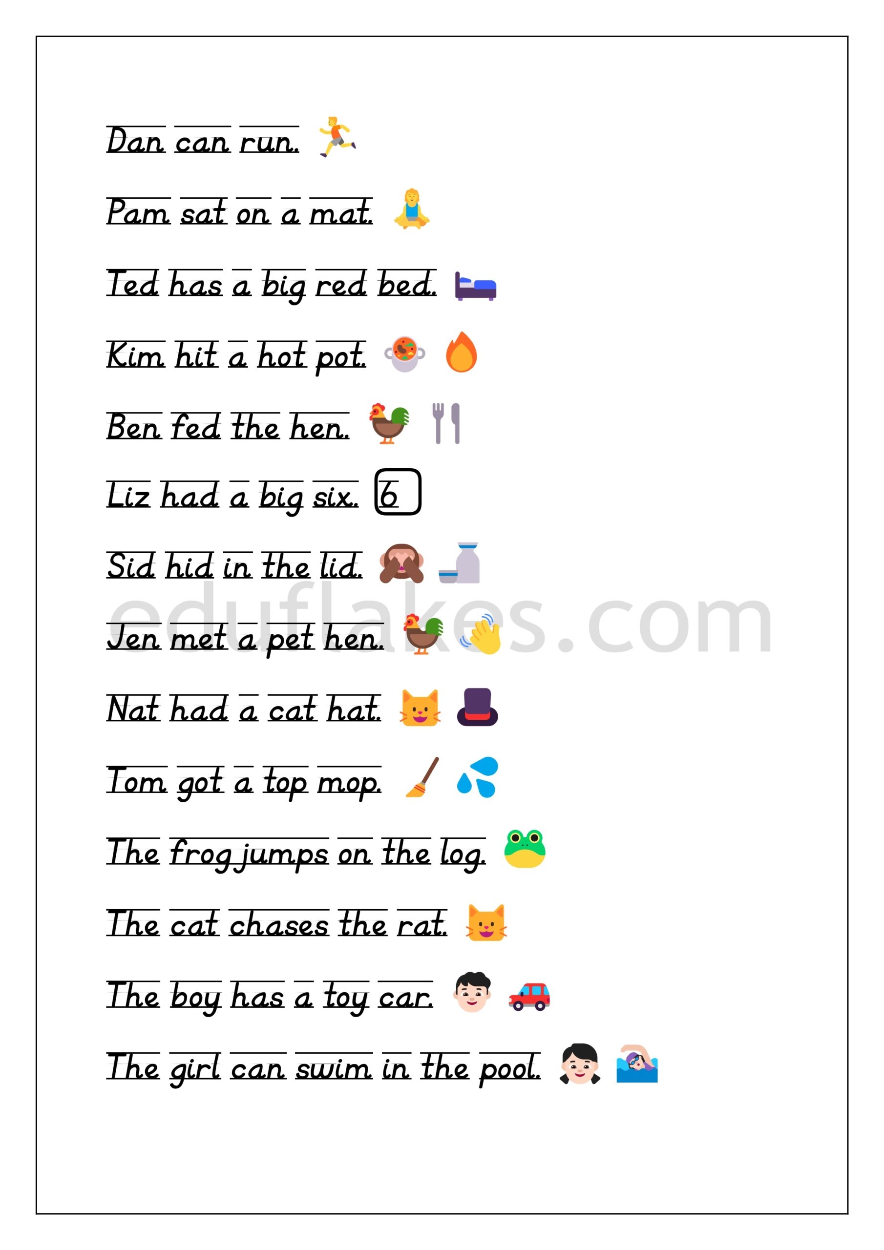 CVC Sentences Worksheets For Kindergarten Reading Free Pdf Eduflakes CVC Sentences Worksheets For Kindergarten Reading Free Pdf Eduflakes