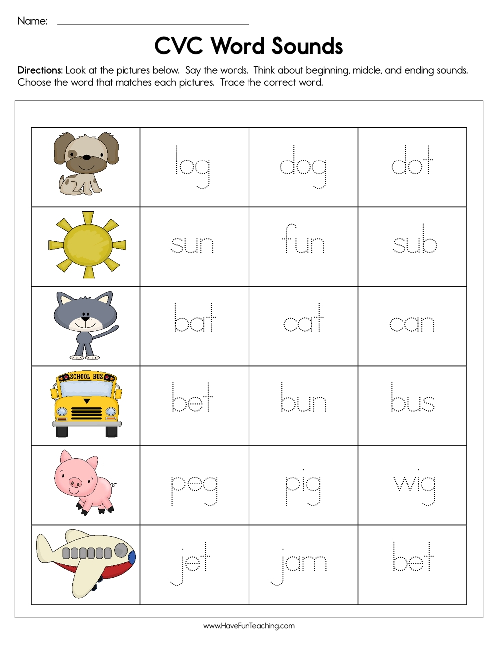 cvc phonics worksheets