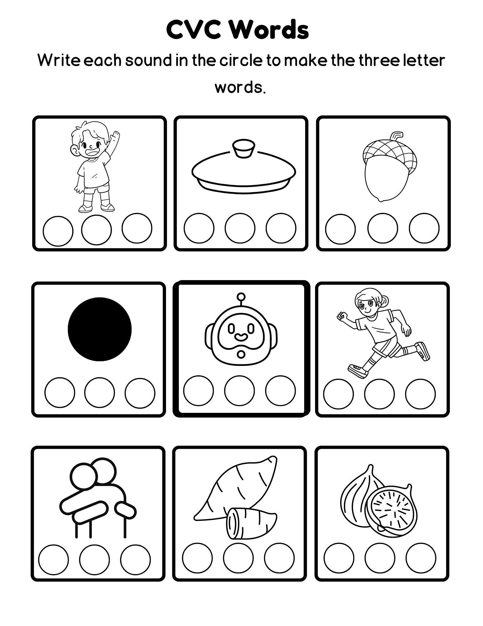CVC Words Phonics Worksheets Three letter Word Practice printable Etsy