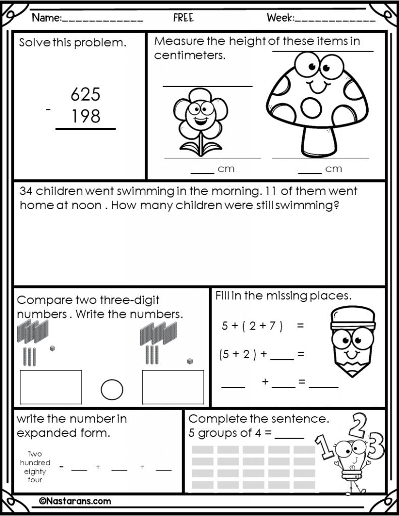 2nd grade math review worksheets