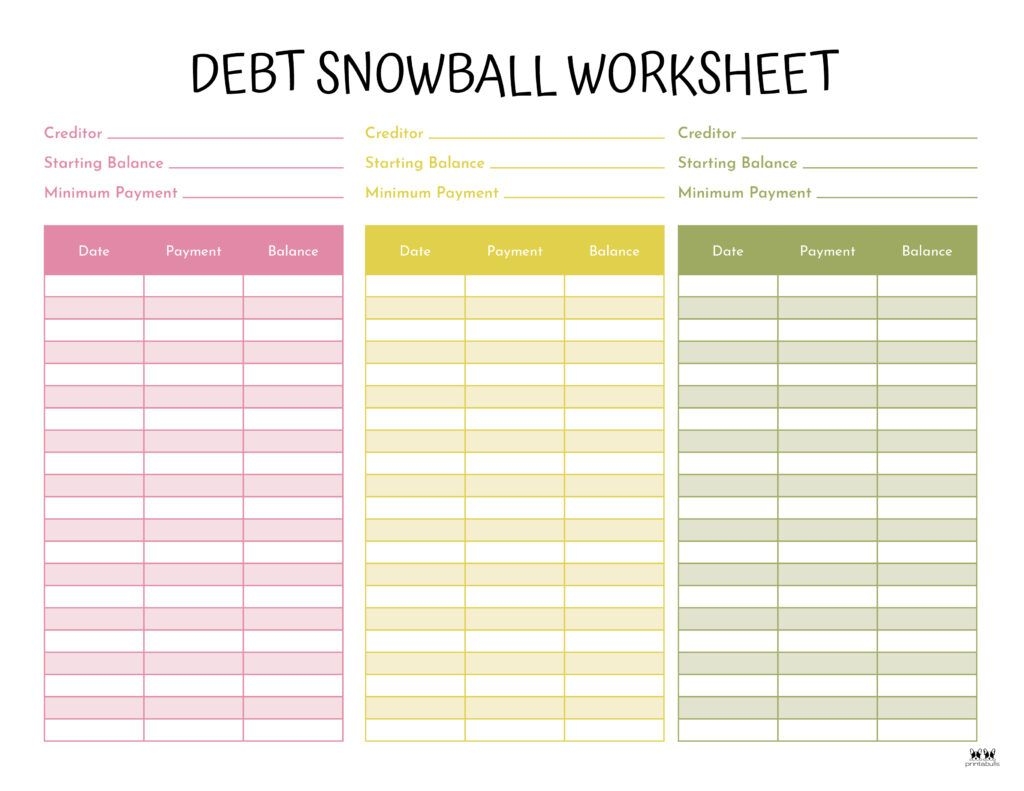 debt snowball printable worksheet
