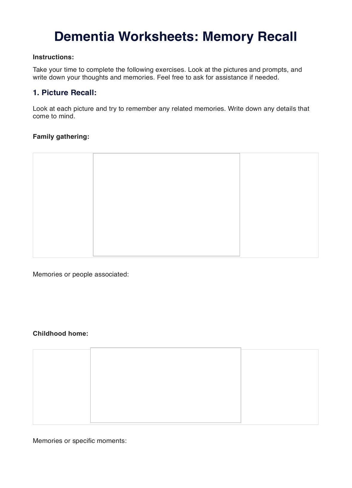 Dementia Worksheets PDF