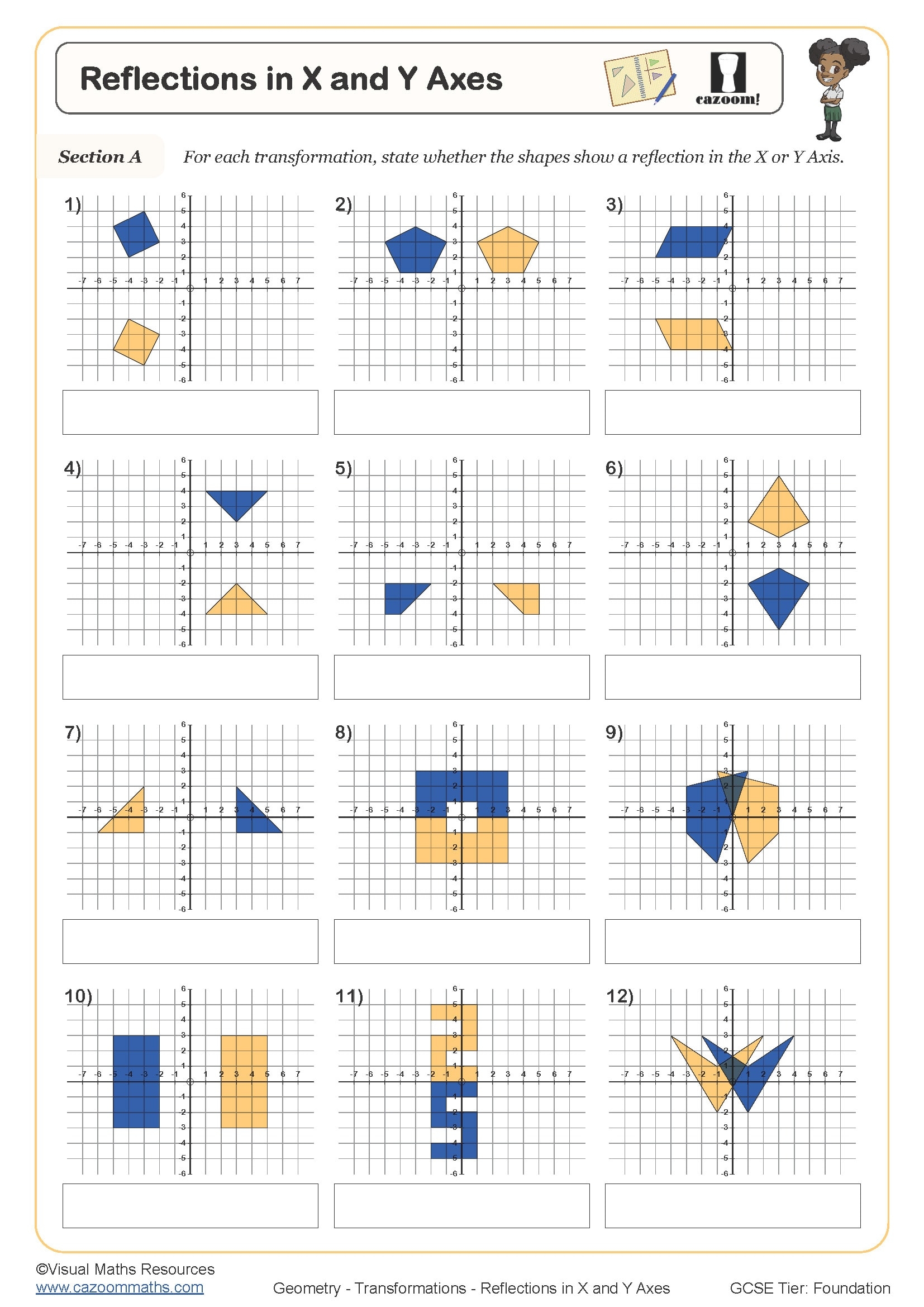 Describing Rotations And Reflections Worksheet Cazoom Maths Worksheets