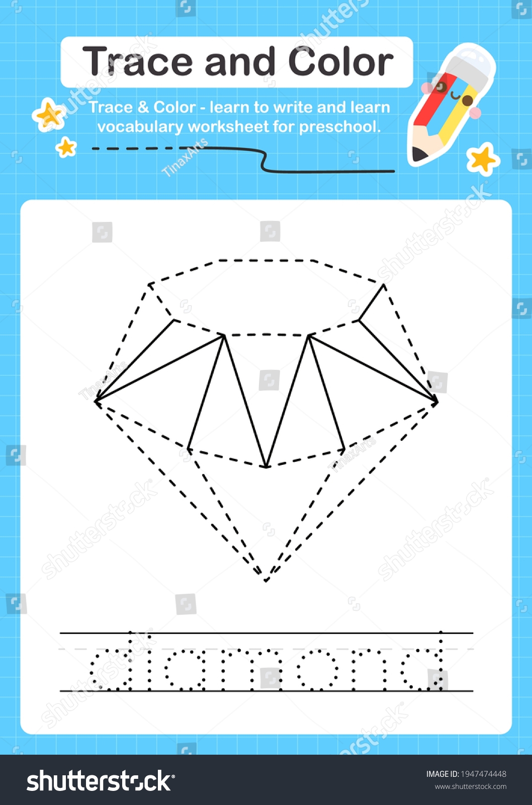 Diamond Trace Color Preschool Worksheet Trace Stock Vector Royalty Free 1947474448 Shutterstock
