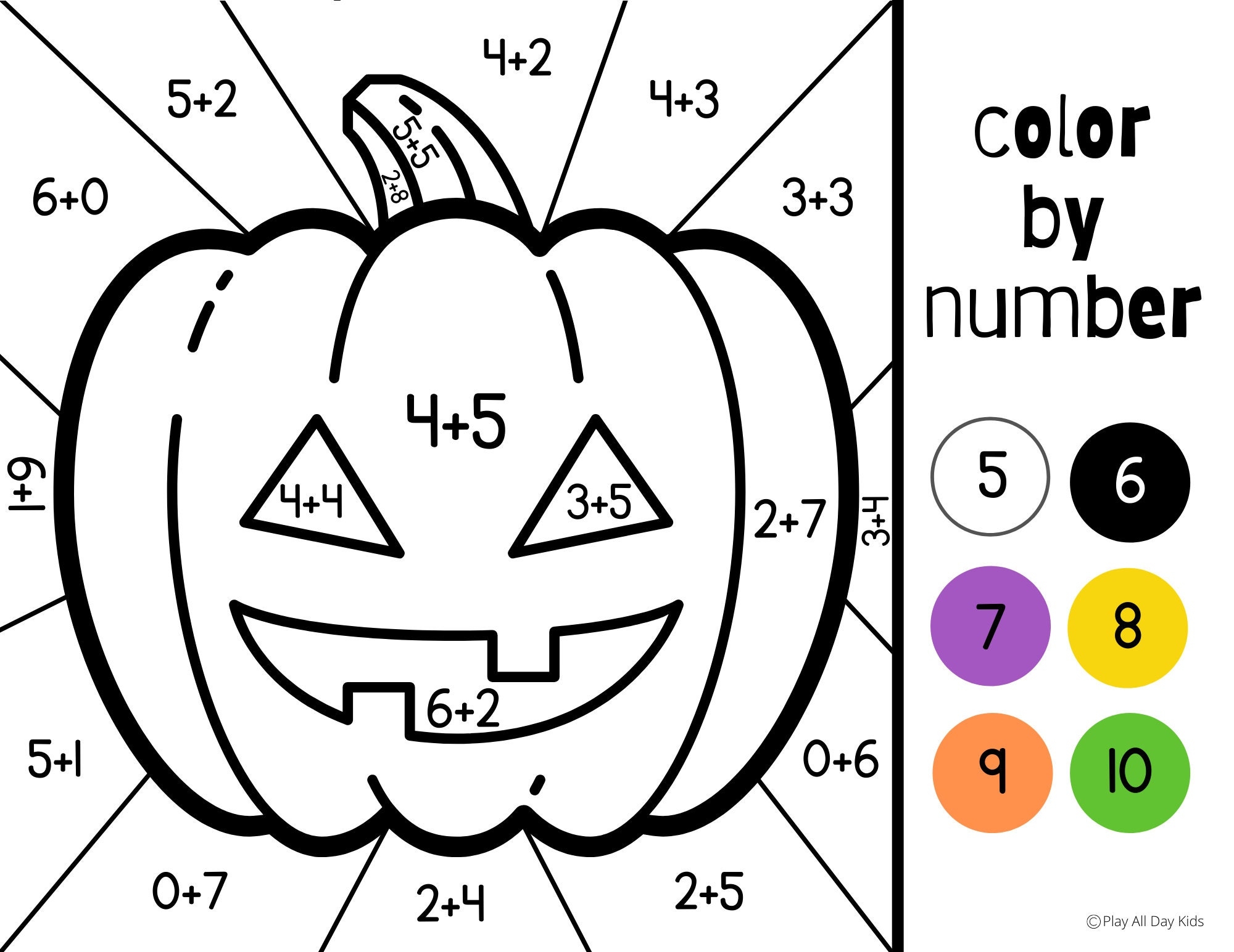 DIGITAL DOWNLOAD Halloween Color By Number Addition Math Printable Pages Halloween Printable Printable Halloween Activity Halloween Etsy