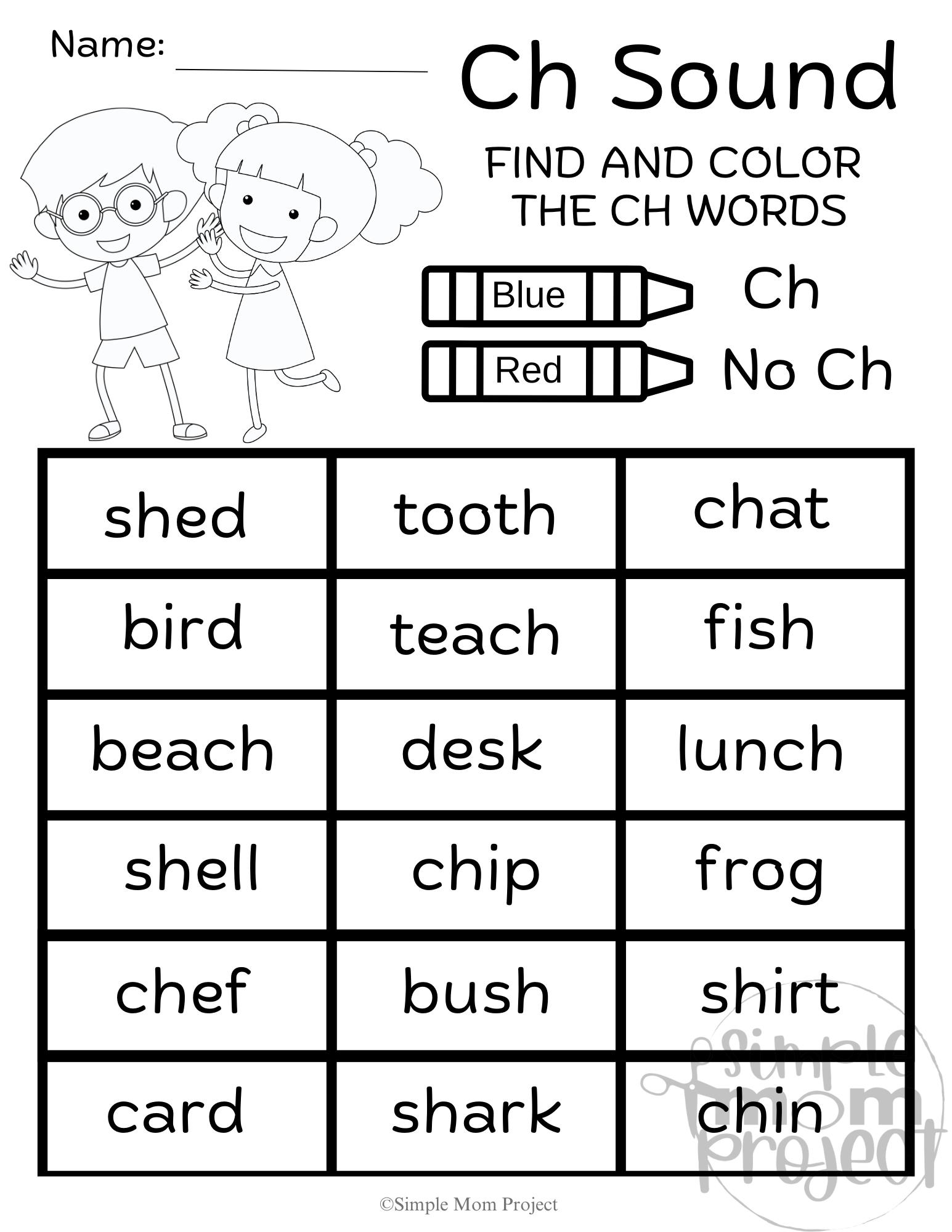 Digraph ch Worksheets Phonics Activity Sheets PDF Etsy