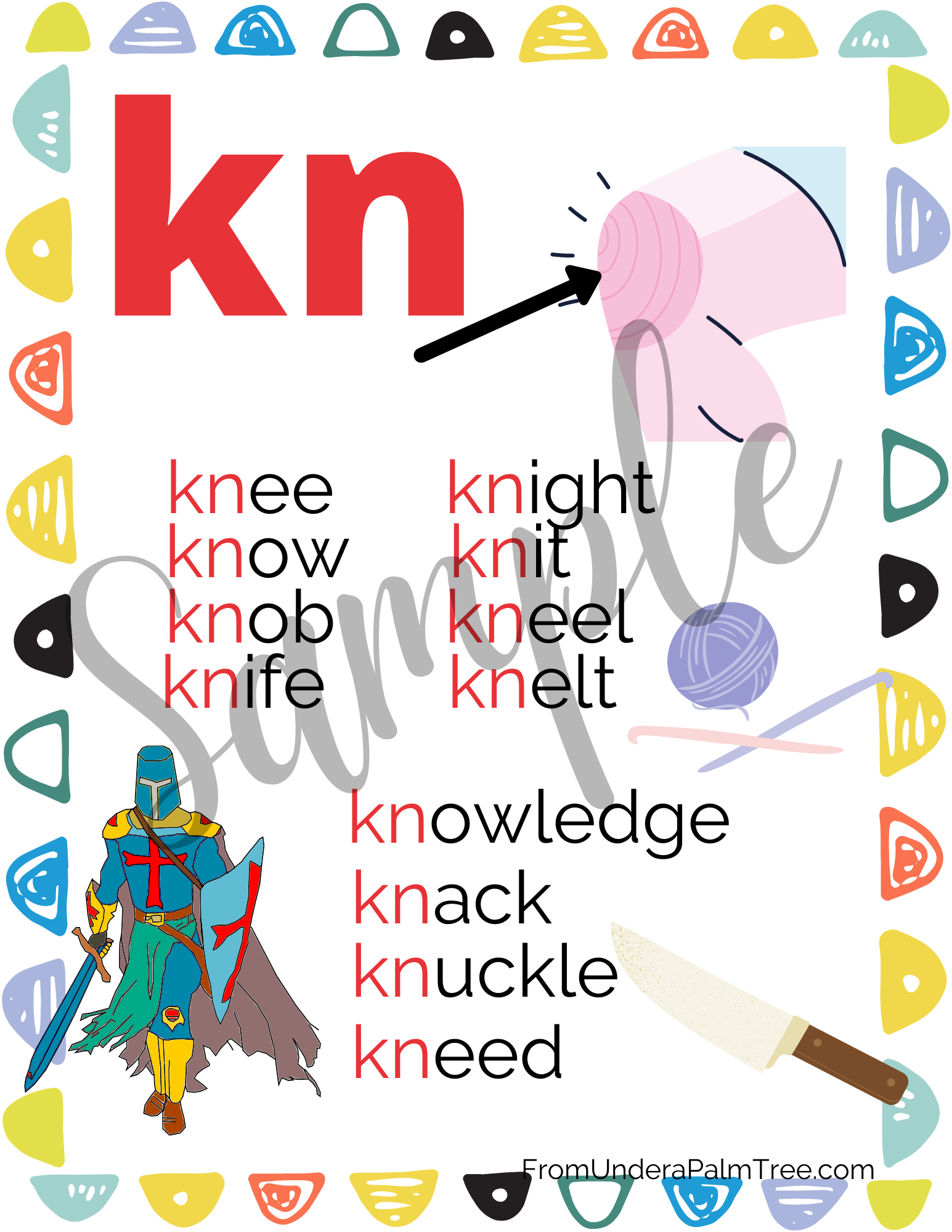 Digraphs QU KN CK Printable Pack From Under A Palm Tree