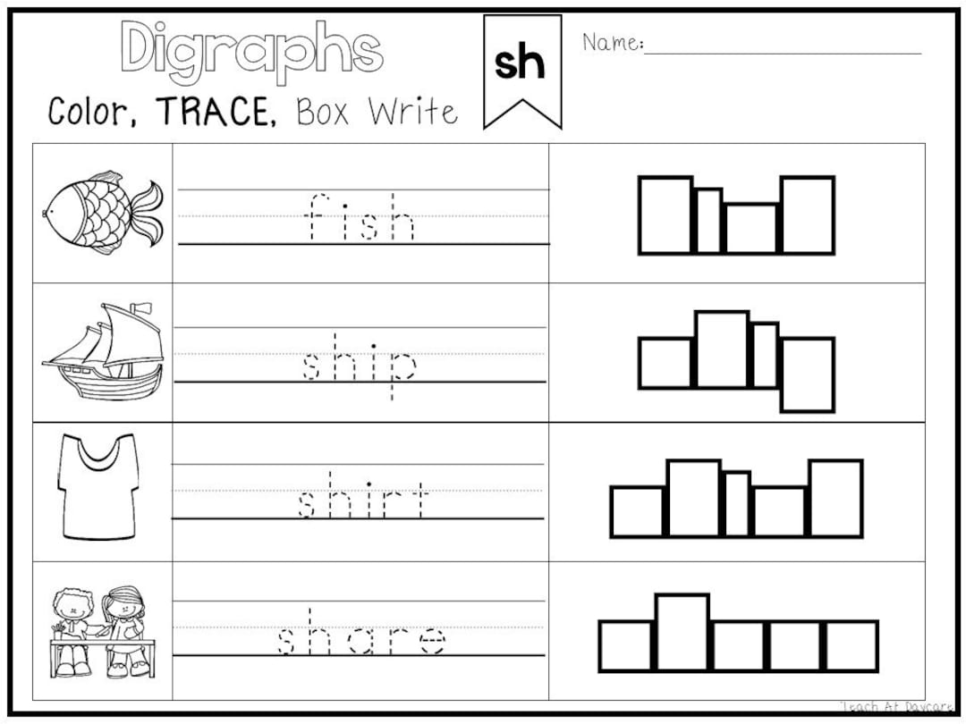 Digraphs Worksheets Color Trace Write Grades K 2 printable Etsy Israel