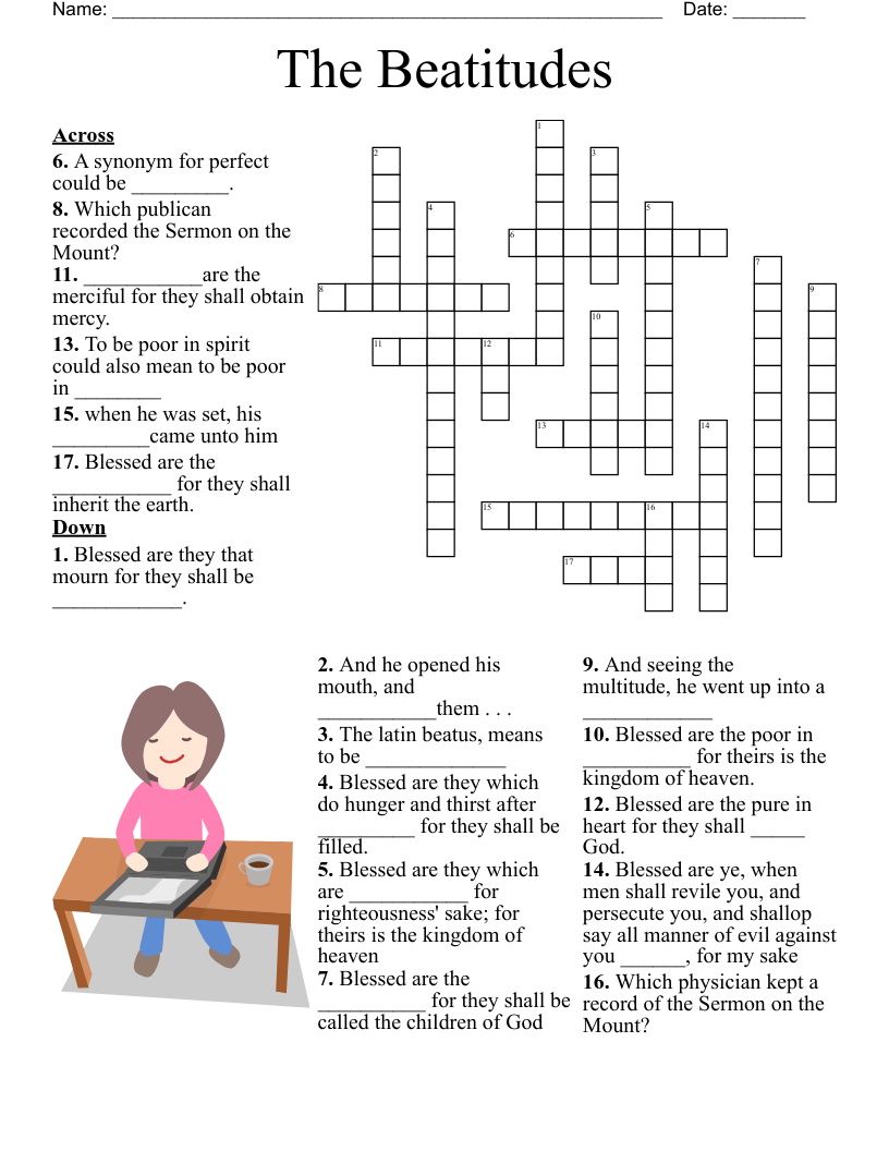 Discipleship And Beatitudes Worksheet Crossword WordMint