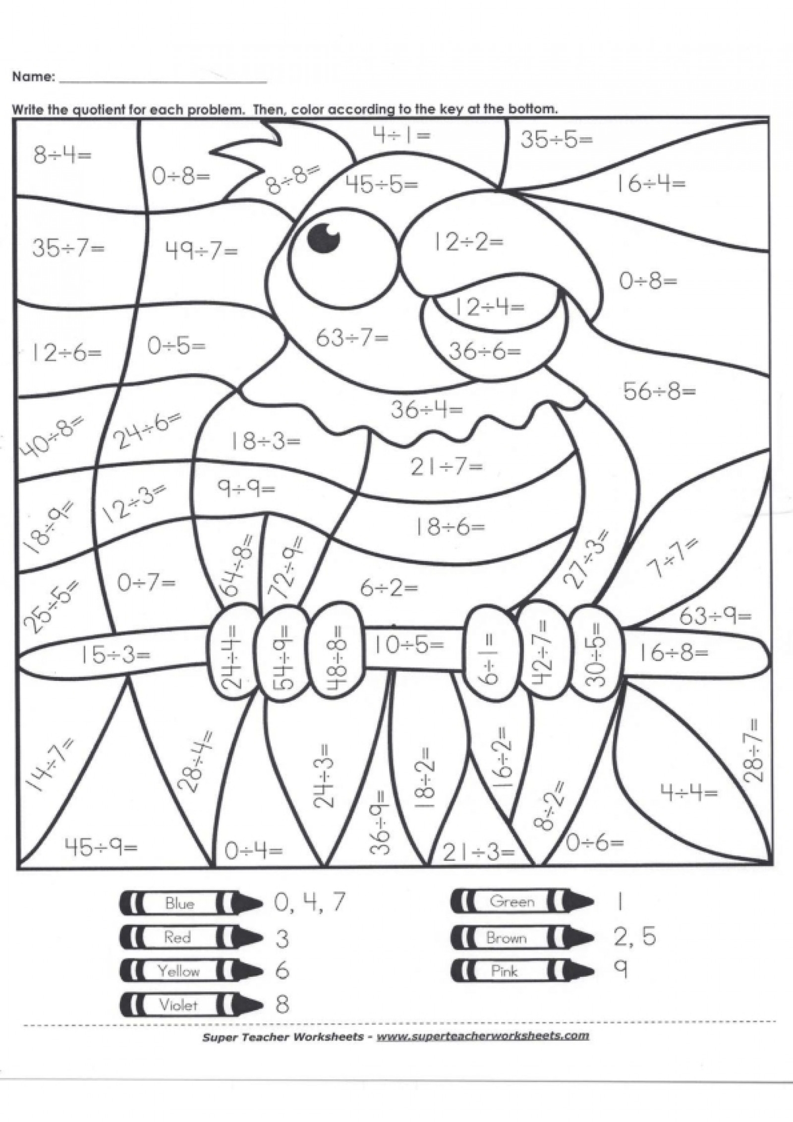 Division Coloring Sheet LoveToTeach