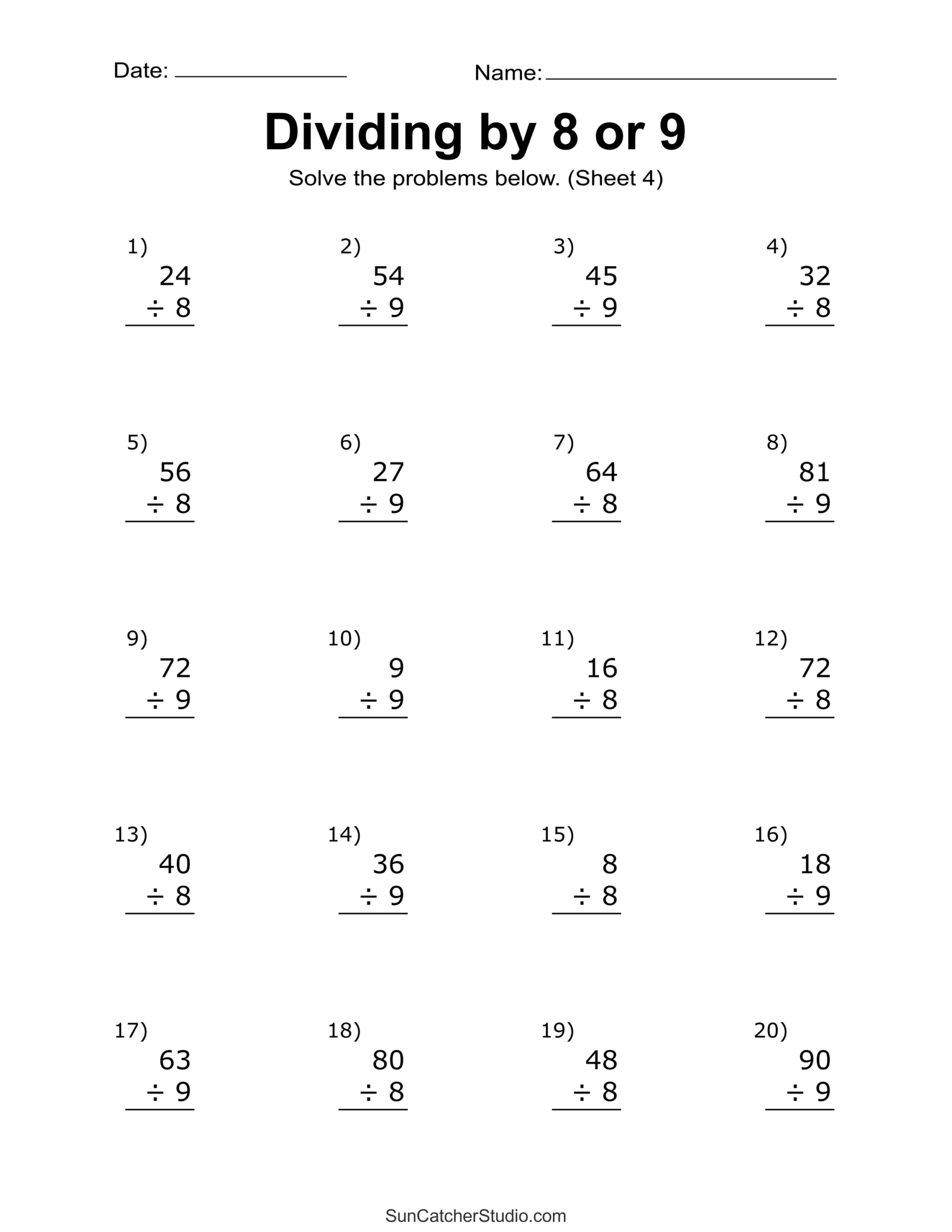 Division Worksheets Problems Free Printable Math Drills Free Printables Lettering SVG Files Tools Apps