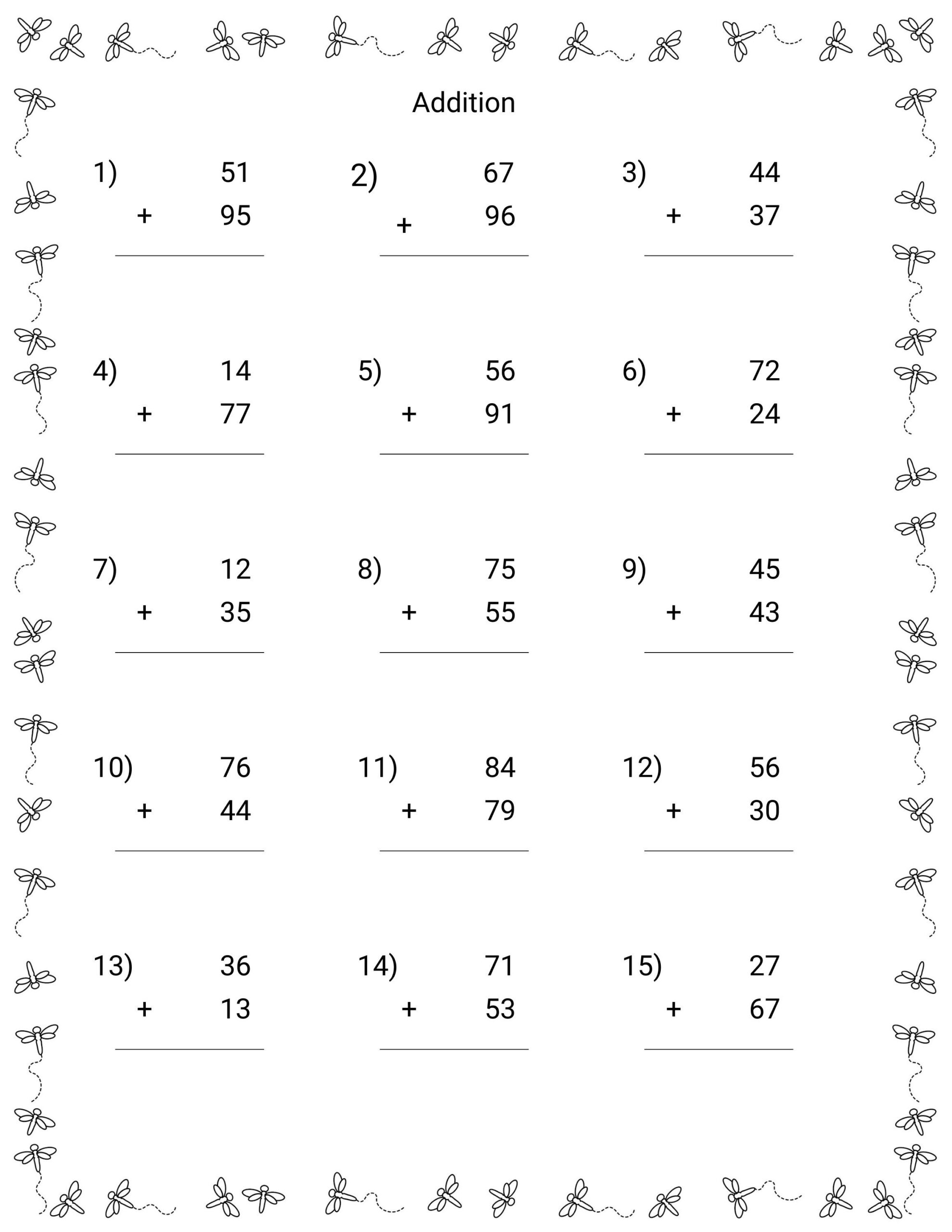 Double Digit Addition And Subtraction Worksheet 60 Practice Sheets With Answers Instantly Downloadable Etsy
