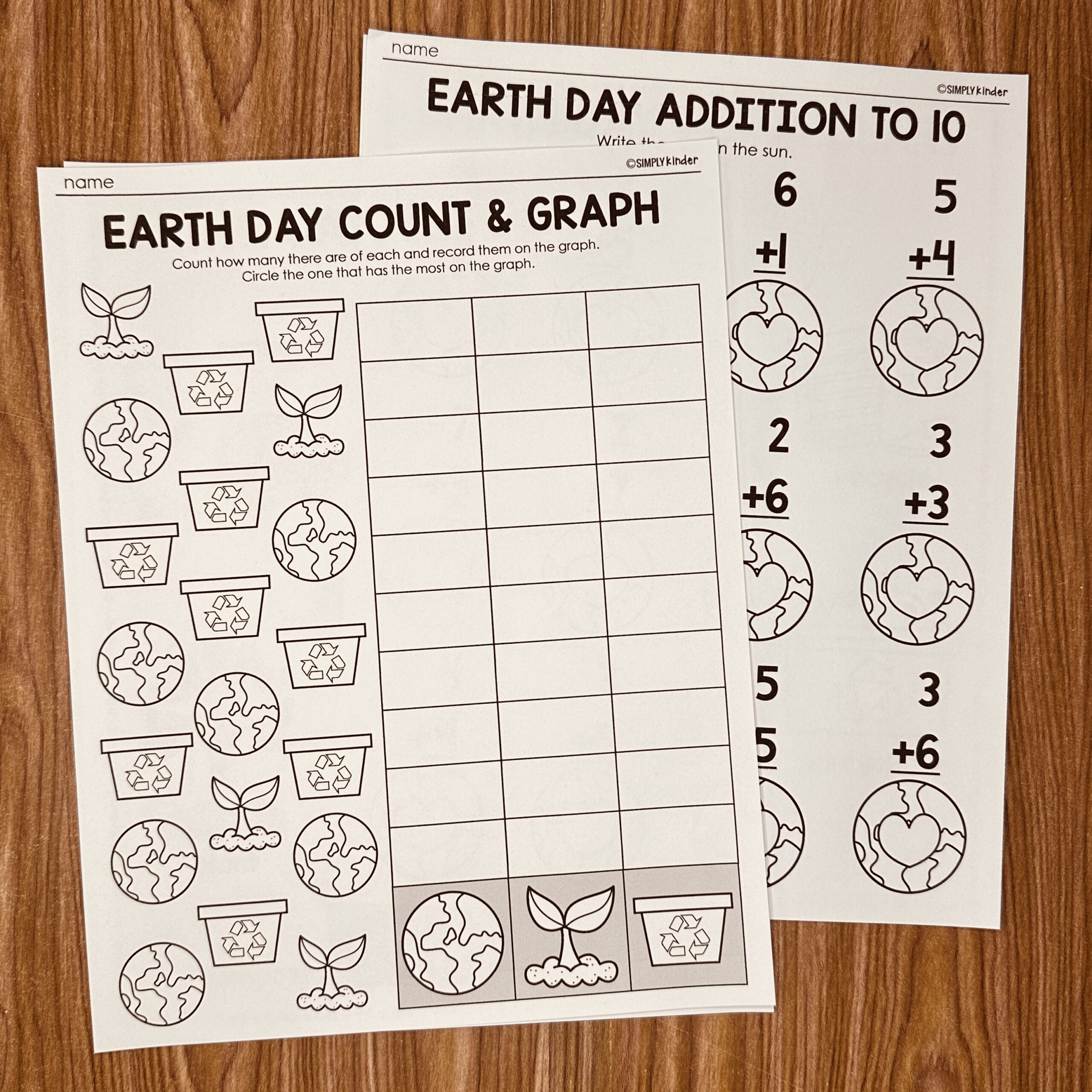 Earth Day Math Color By Code Simply Kinder Printable Membership