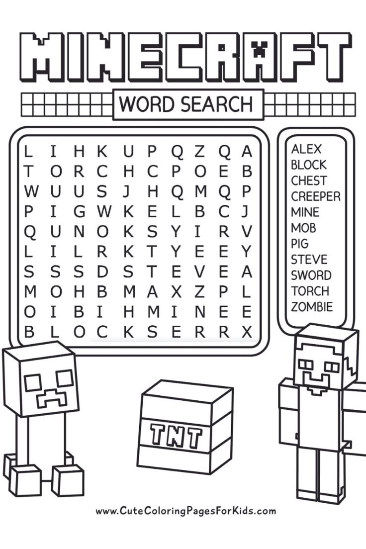 Easy Minecraft Word Search Activity Free Printable PDF