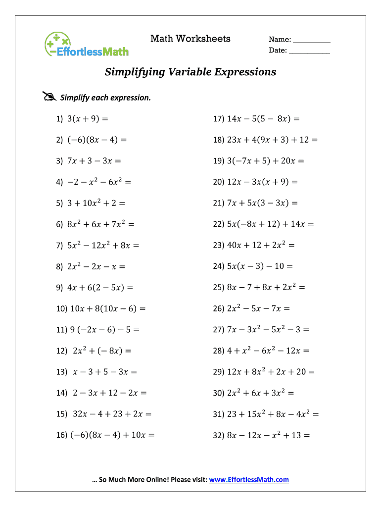 Effortless Math Fill Online Printable Fillable Blank PdfFiller