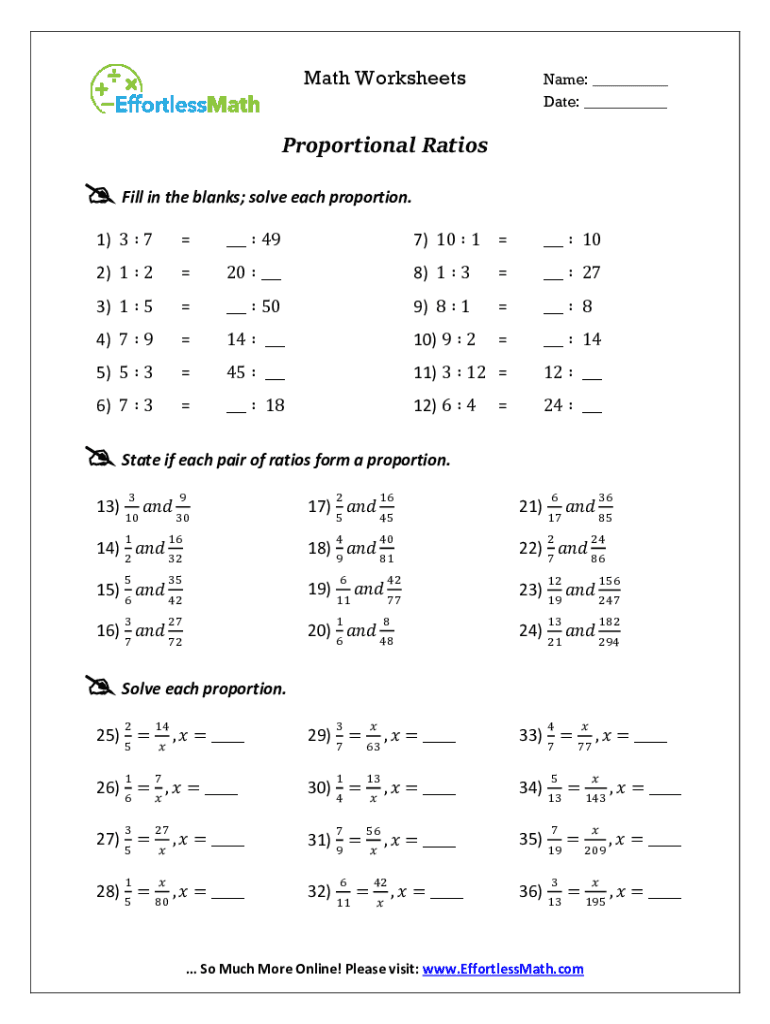 Effortless Math Worksheets Fill Online Printable Fillable Blank PdfFiller